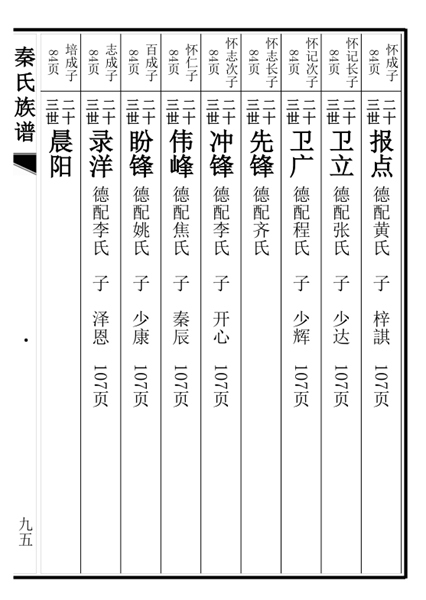 山东省庄寨镇秦寨村秦氏族谱