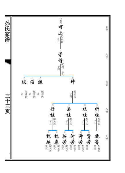 山东省曹县庄寨镇娘娘营孙氏族谱